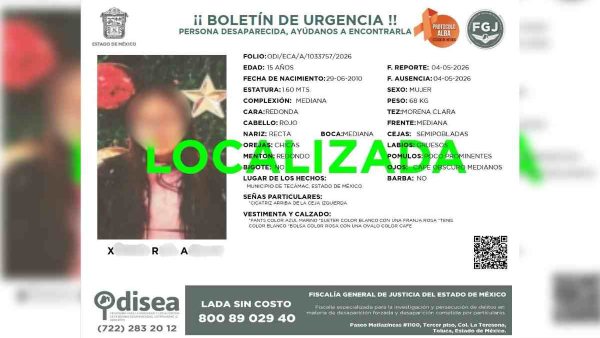 Ximena, adolescente desaparecida en Tecámac, es hallada con vida